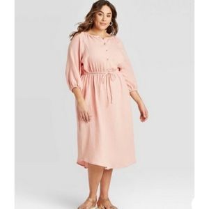 *TARGET* NWT Ava & Viv Pink Gauze Midi Dress, 1X